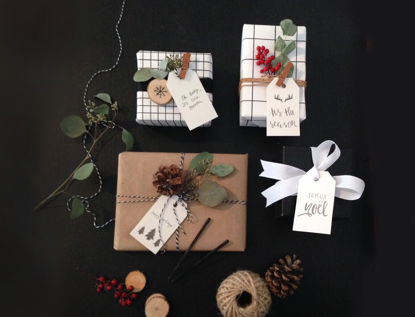 Cadeaux de Noël avec thème automnal