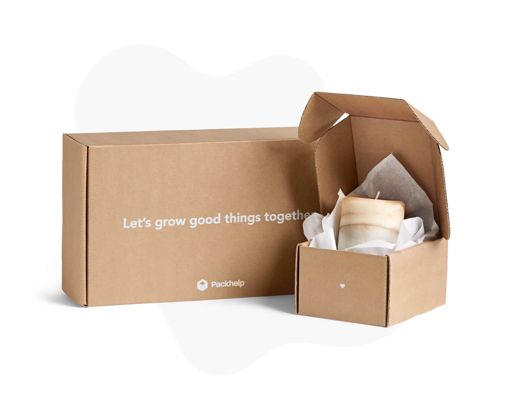 Caja postal blanco en kraft
