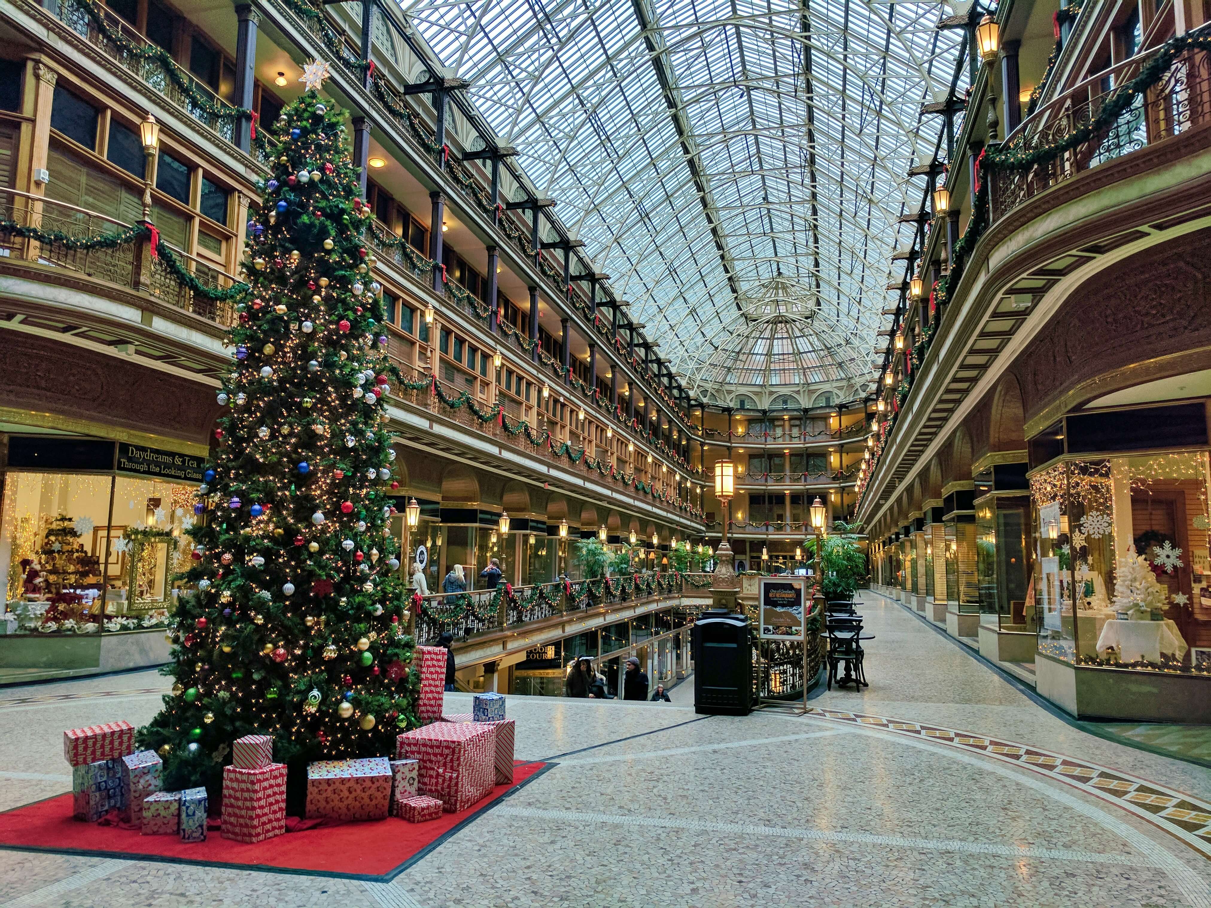 Shopping mall with Christmas decorations