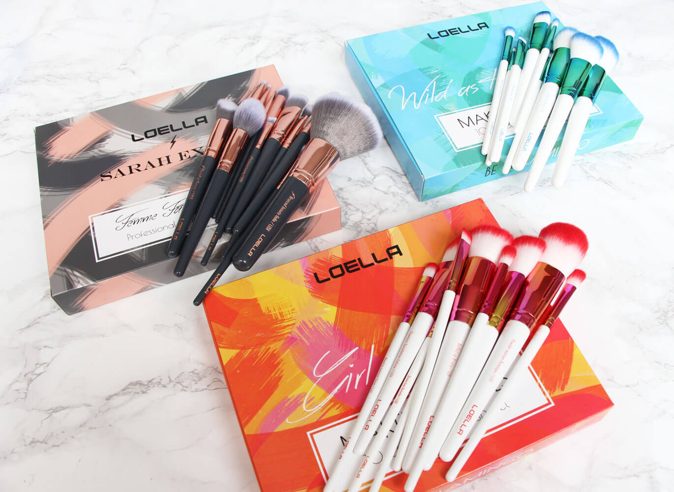 Différentes collections de pinceaux de maquillage de Loella