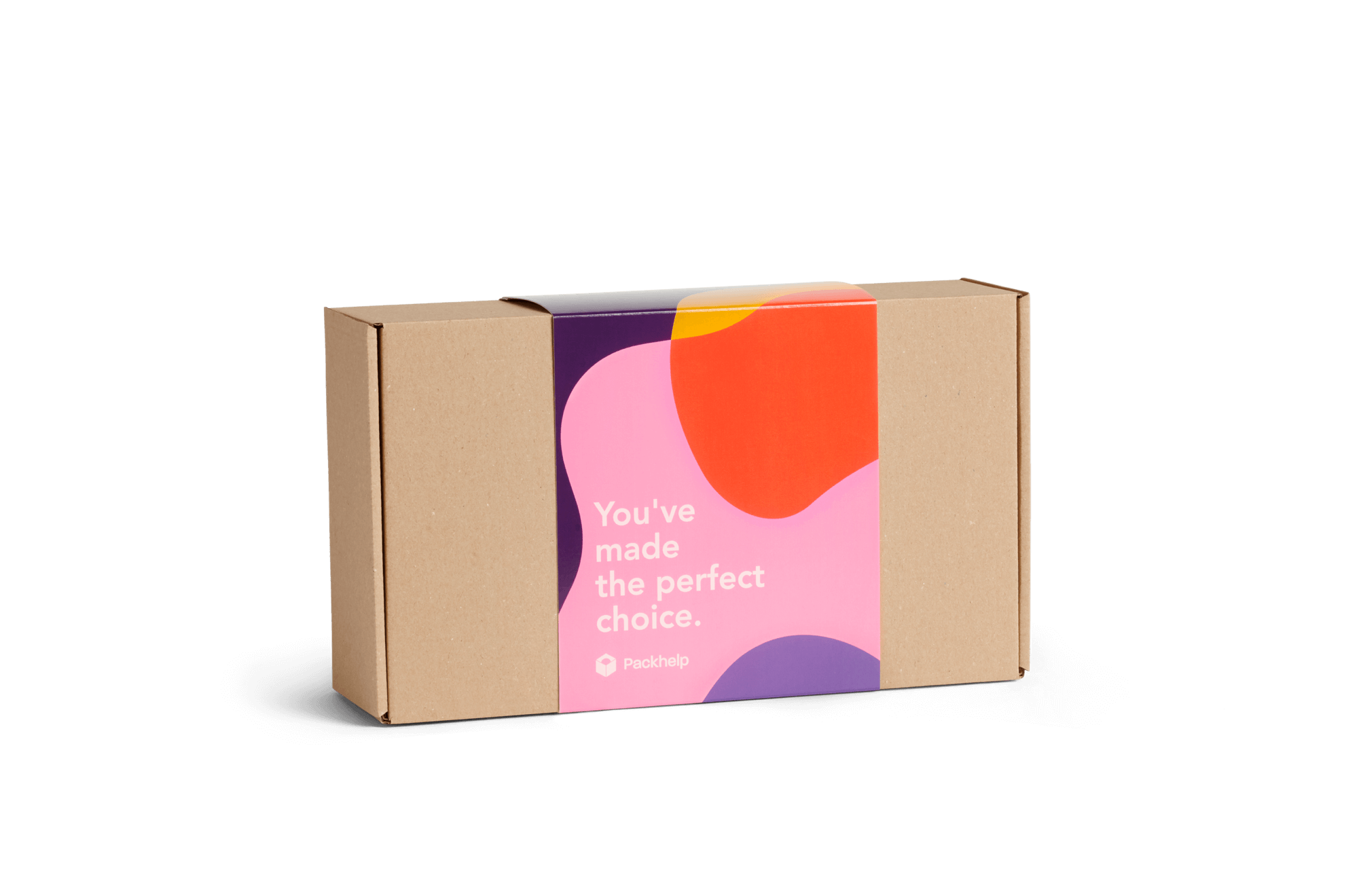 caja de cartón con faja multicolor