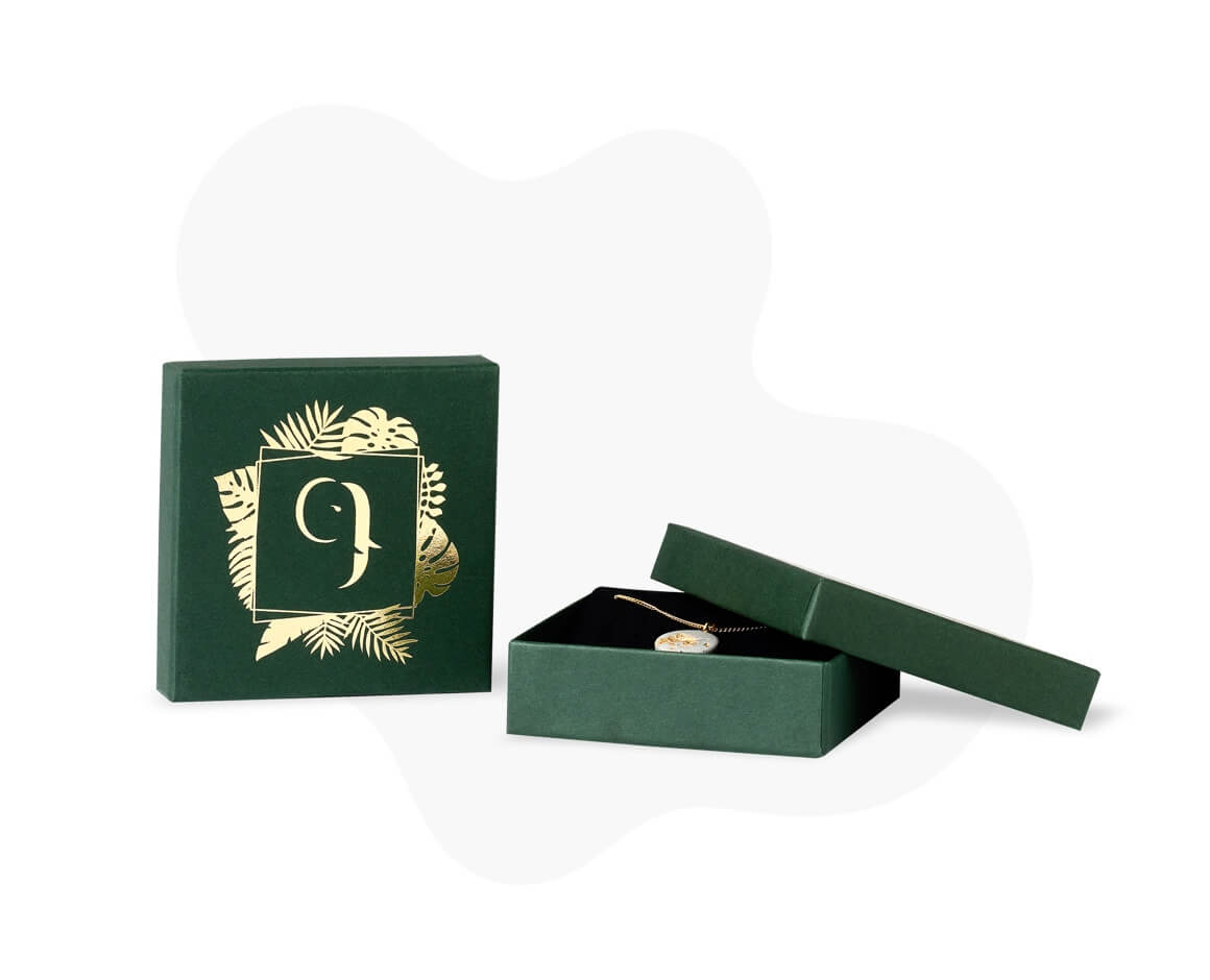 green two piece rigid box for jewellery