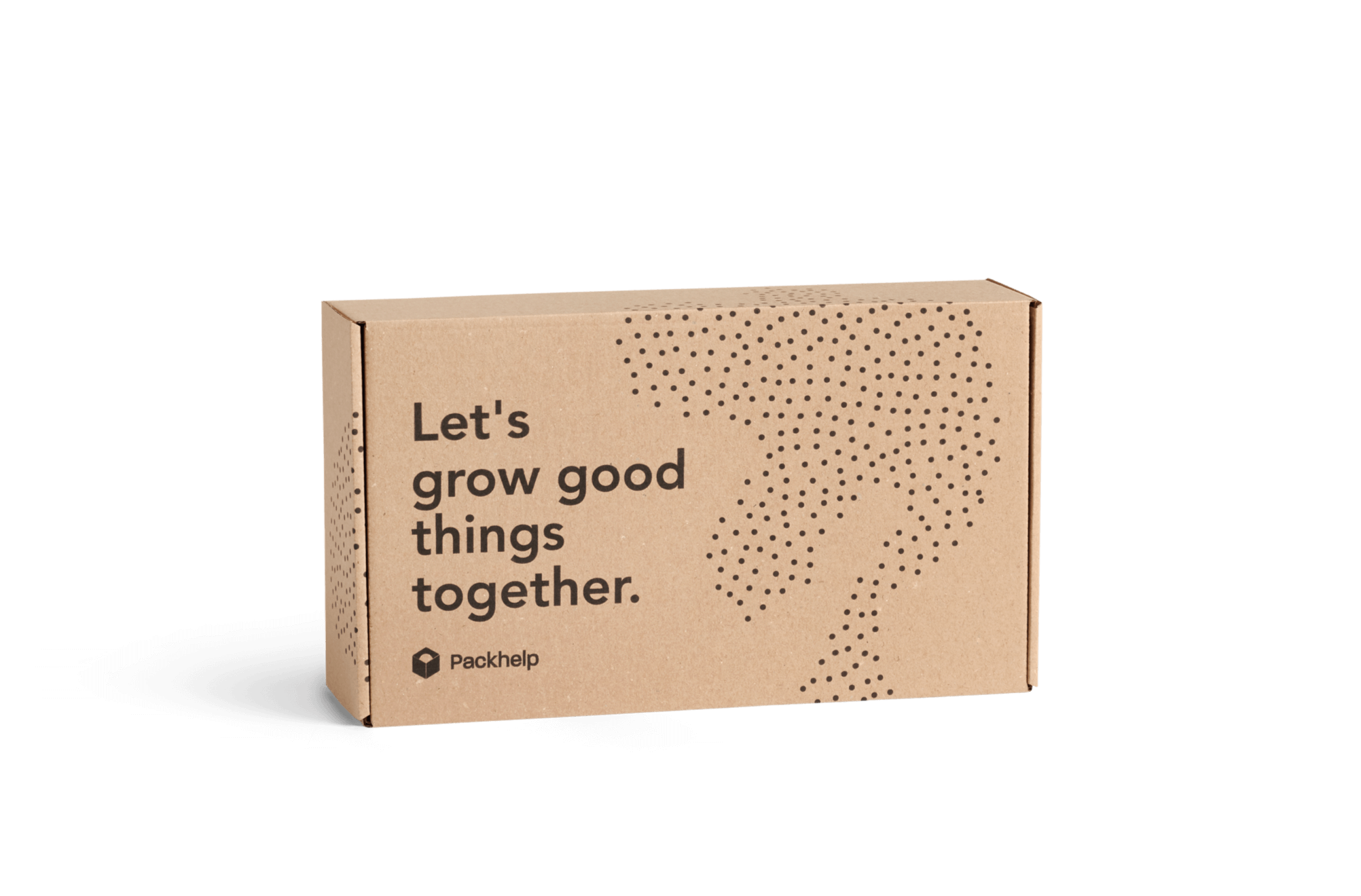 caja postal de cartón con diseño