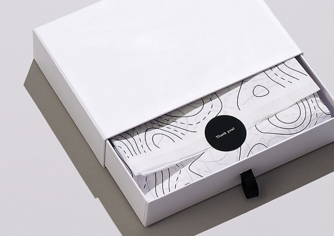 rigid drawer box with open drawer