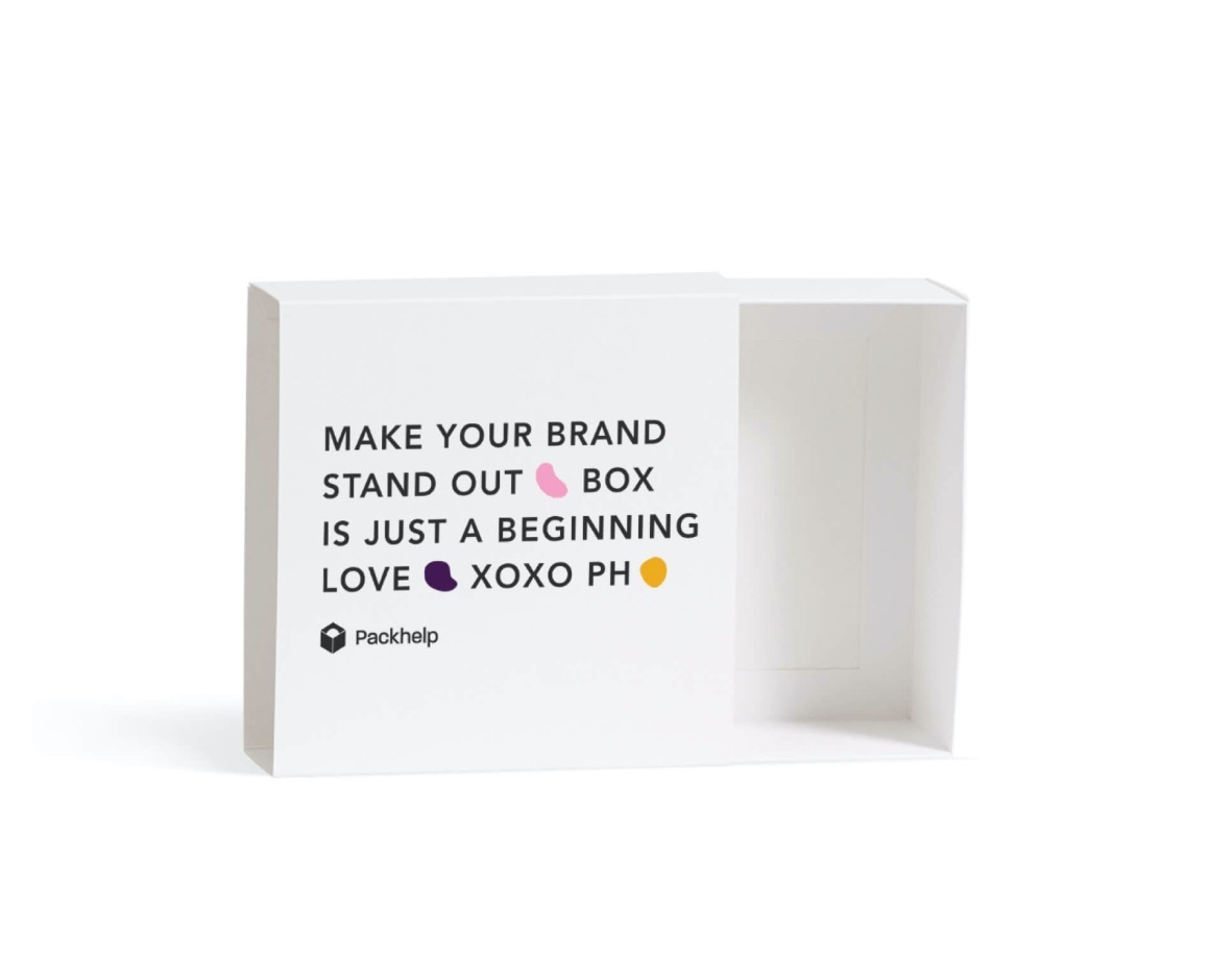 cutie de carton glisanta cu font negru