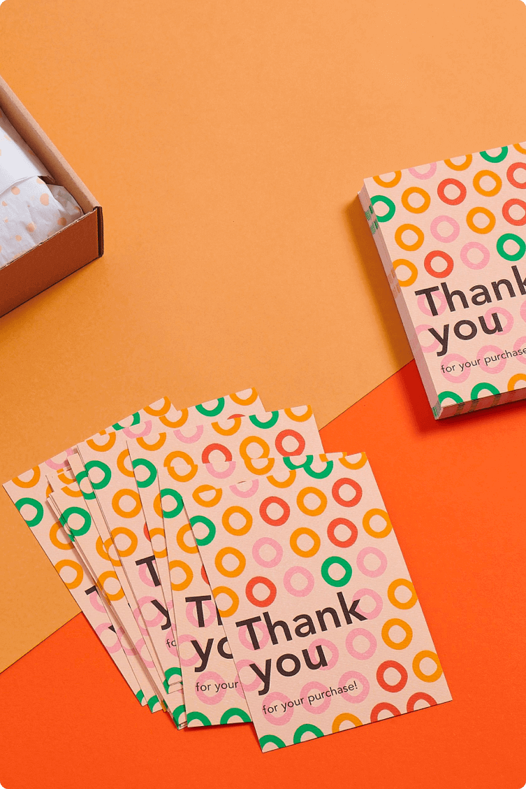 tarjetas de agradecimiento de varios colores