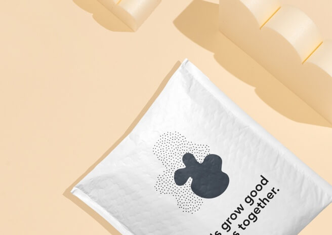 White bubble envelope with custom print