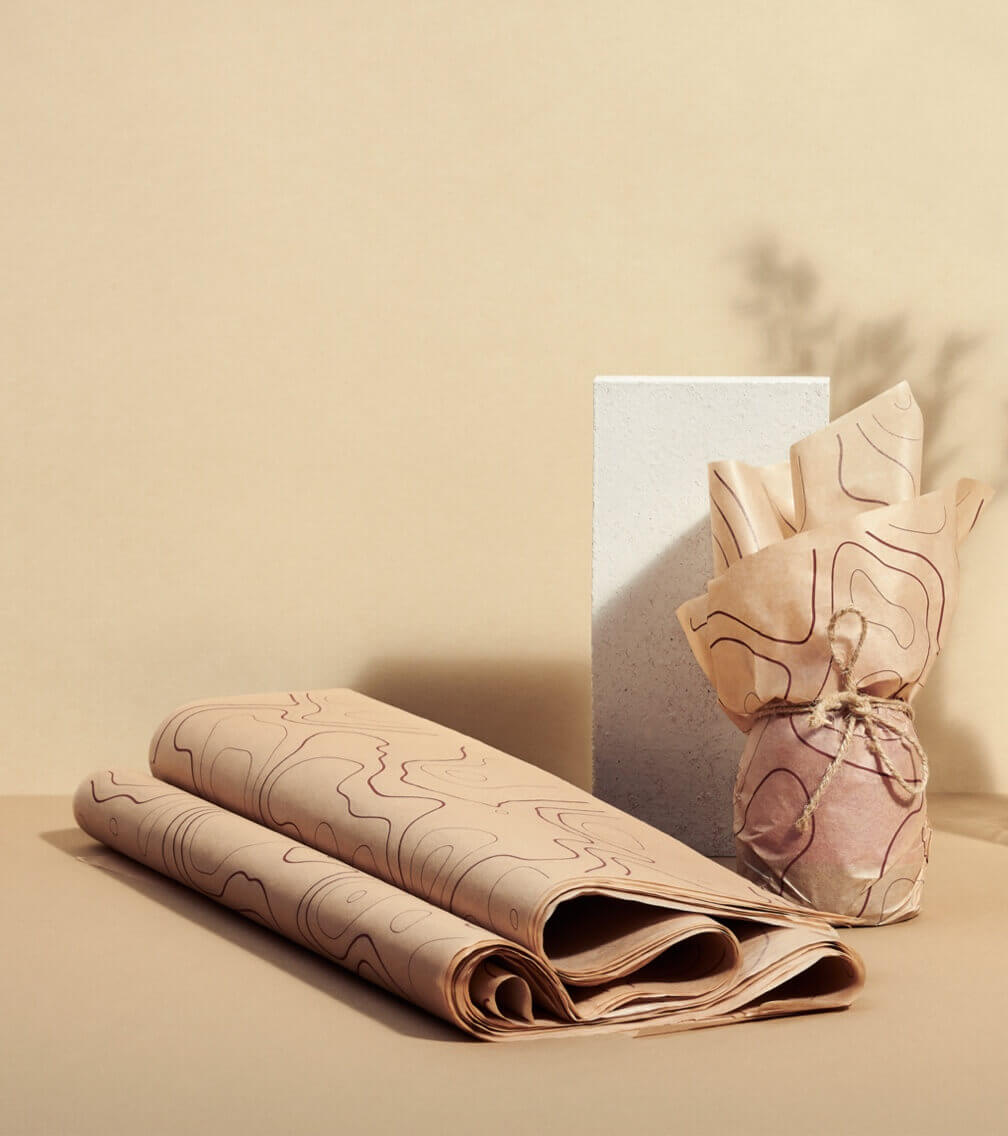 item wrapped in kraft packing paper