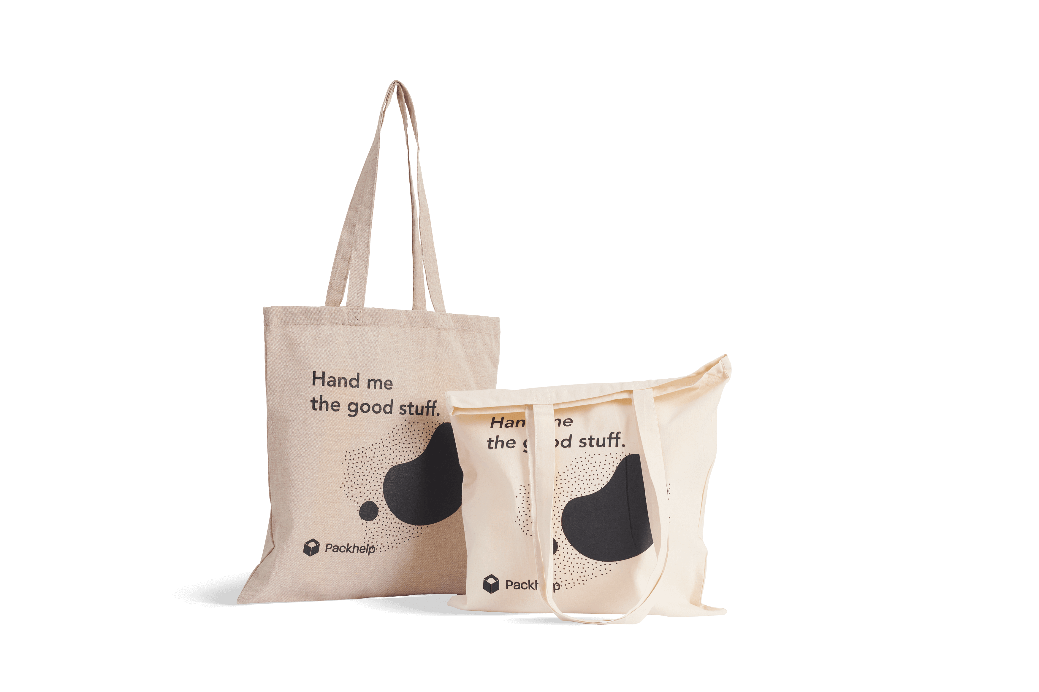 Lichtgrijze gerecycled textiel and licht beige organisch katoen tote bags