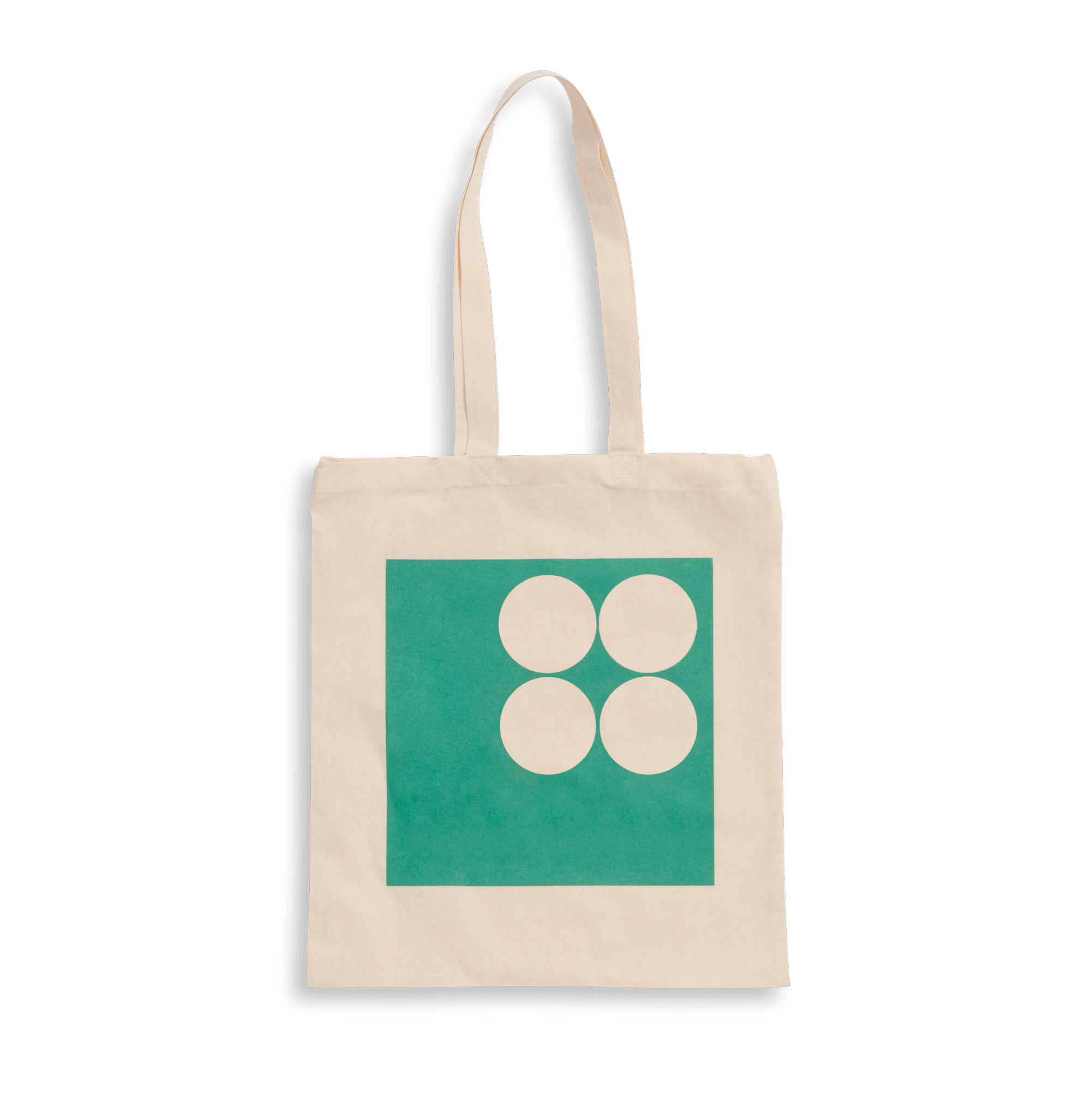 Lichtbeige organisch katoenen tote bag met groene print