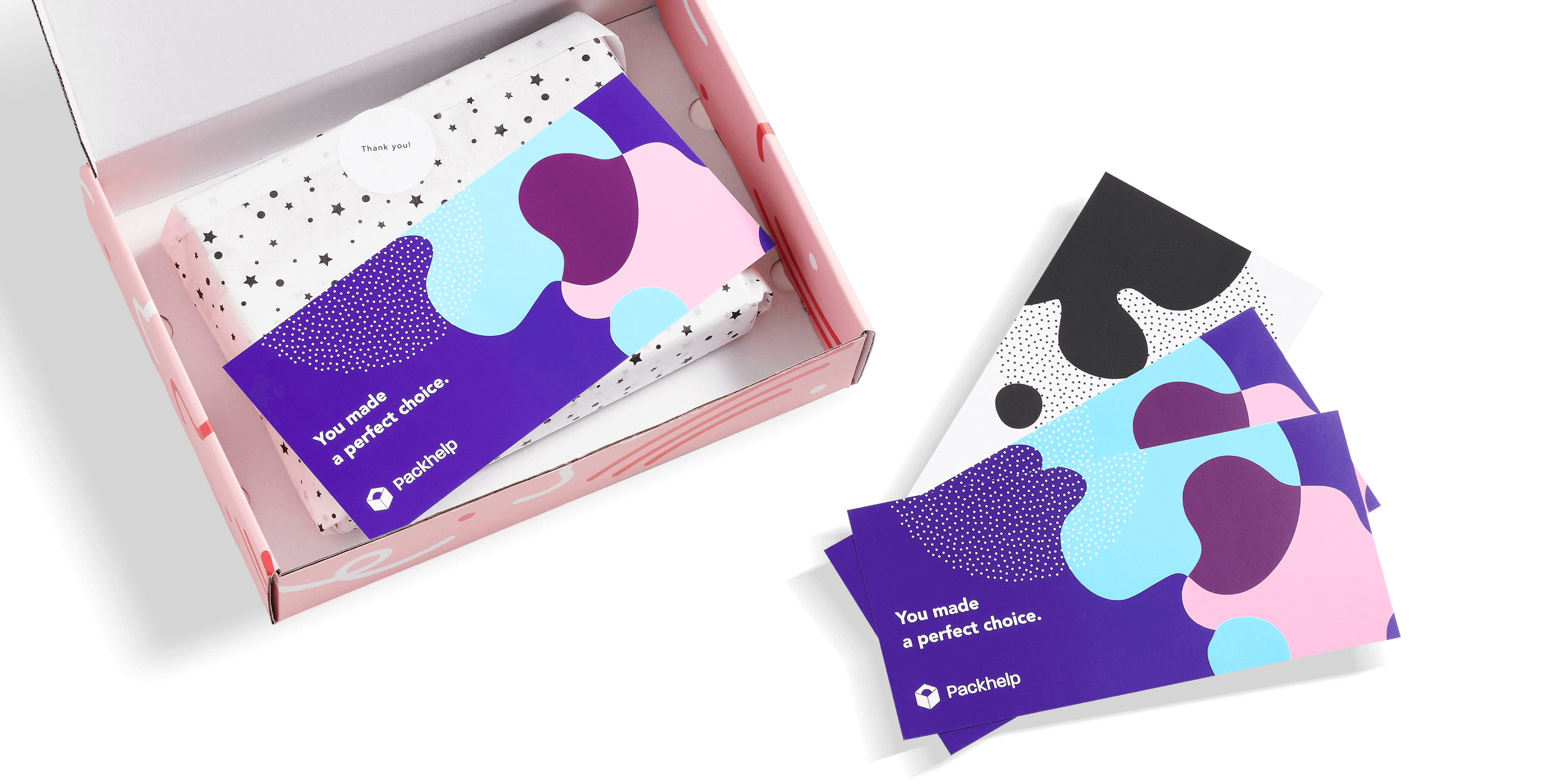 Biglietti di ringraziamento personalizzati a colori con scatola postale