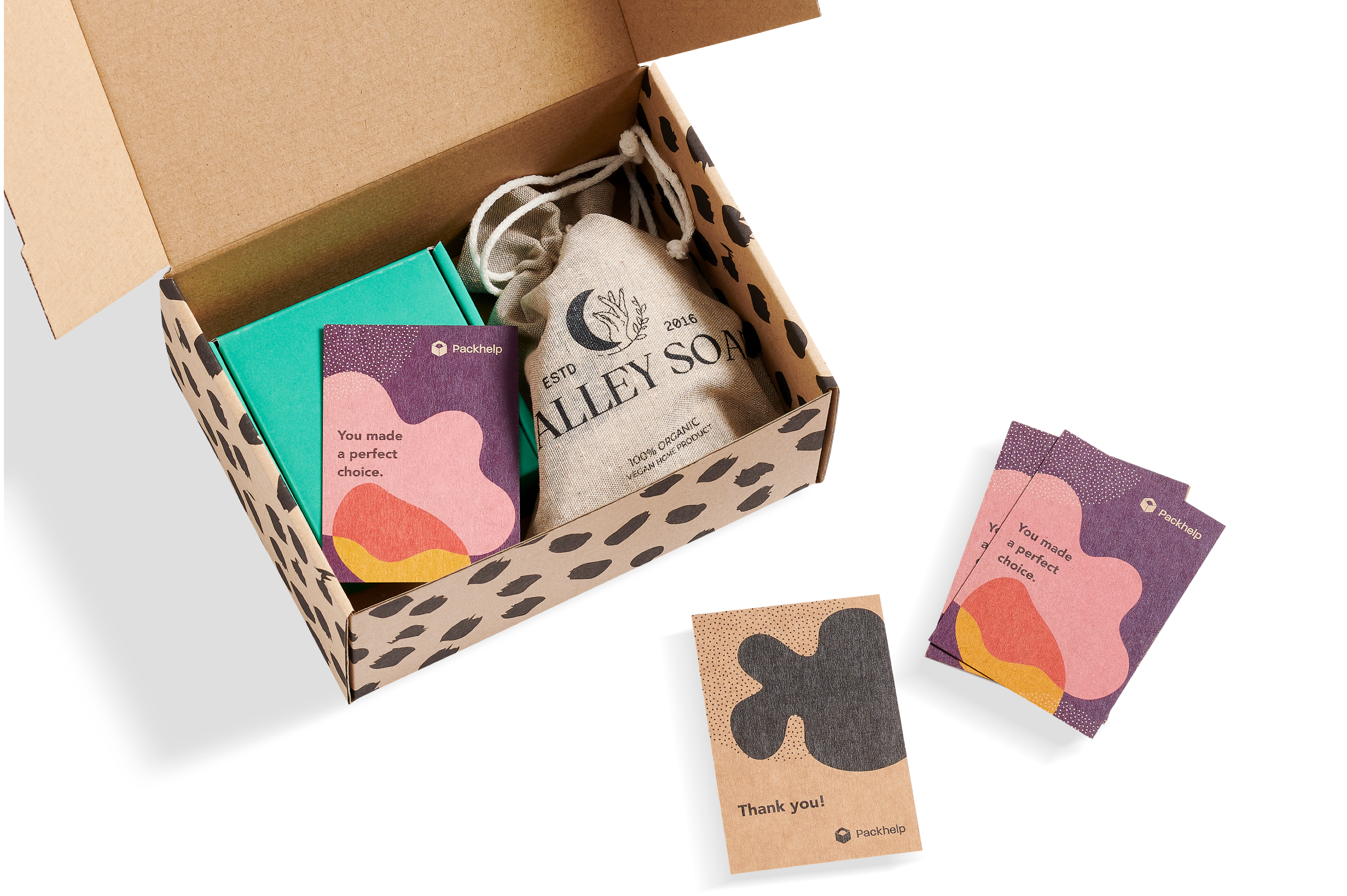 Gepersonaliseerde full color kraft bedankkaart met verzenddoos