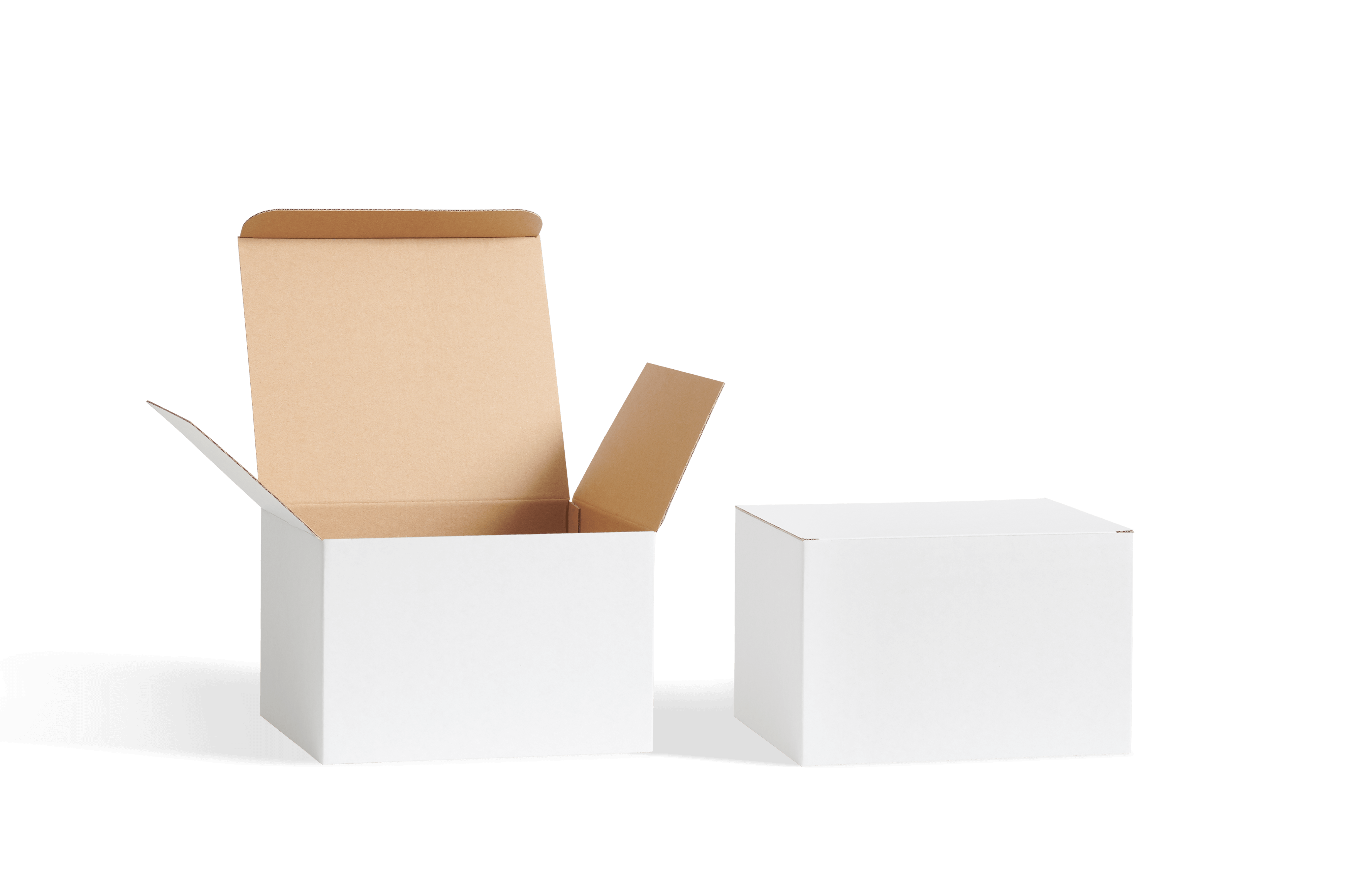 white cardboard product boxes