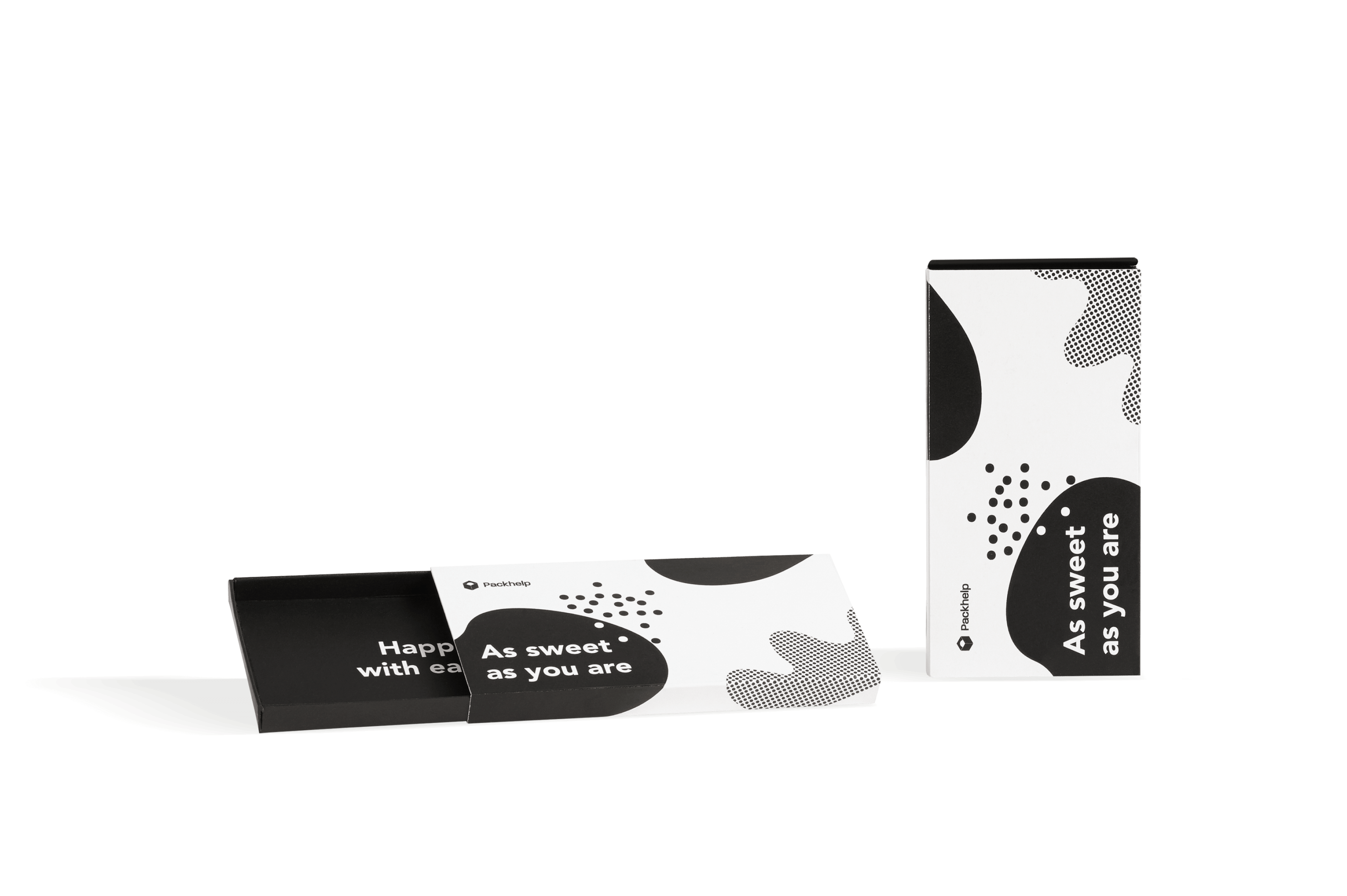 chocolate bar boxes with drawer and black print