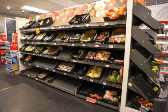 empty supermarket shelves