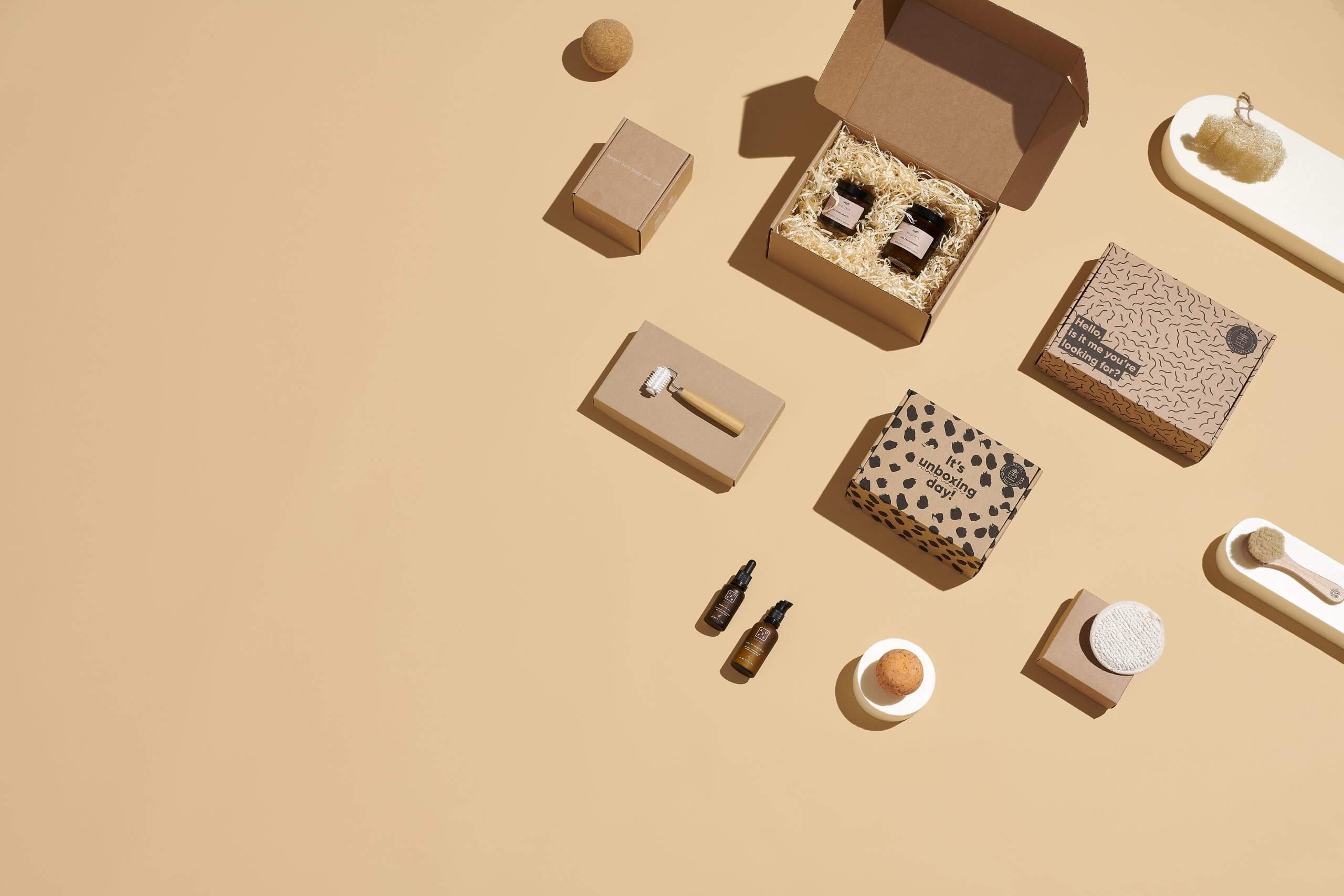 beauty products in ready-made boxes