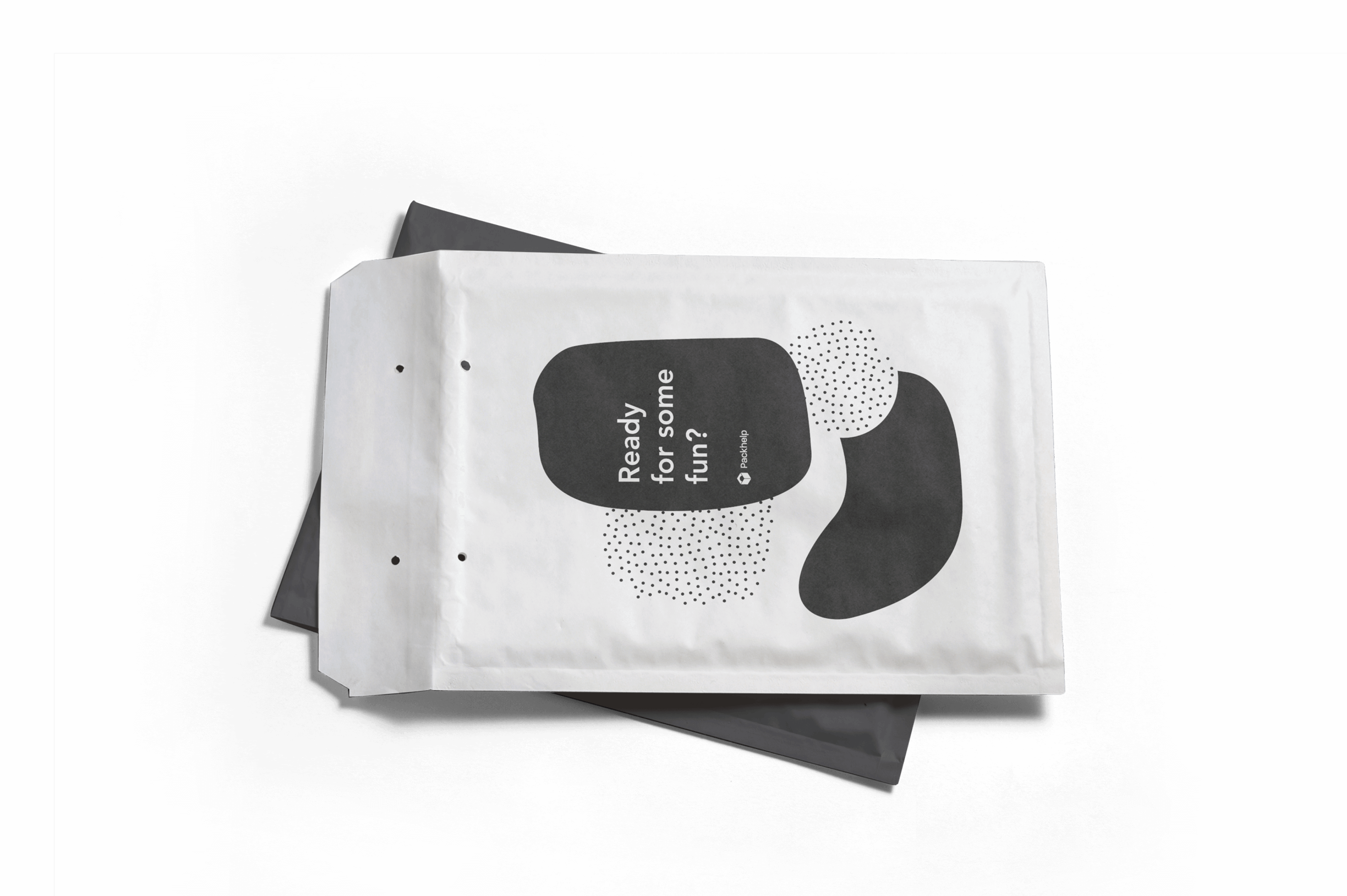 Buste imbottite di colore bianco e nero con stampa