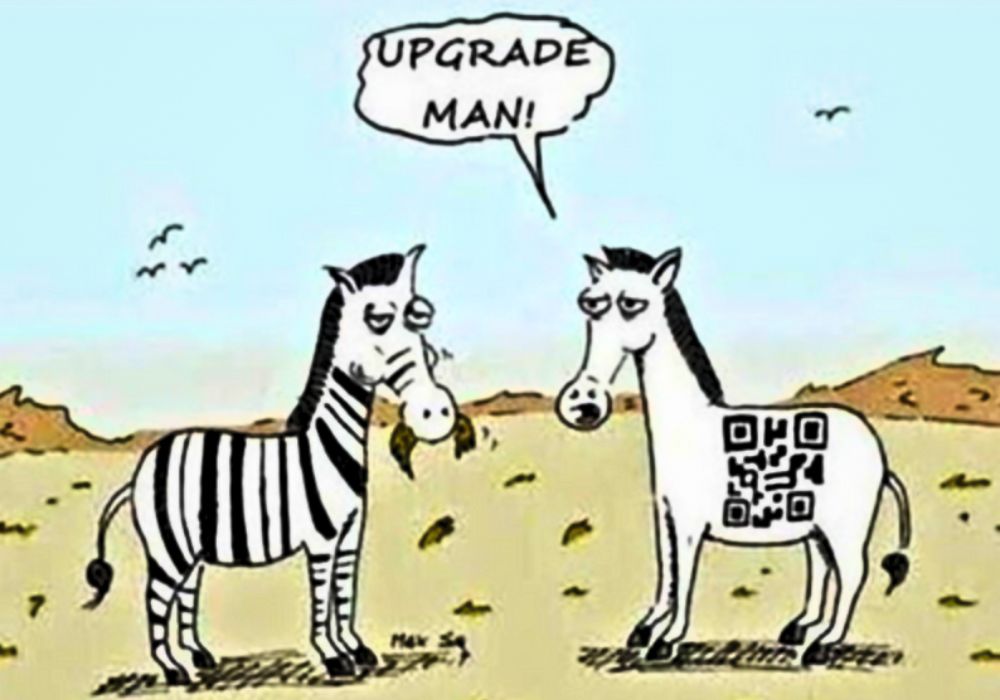 Funny cartoon on QR codes